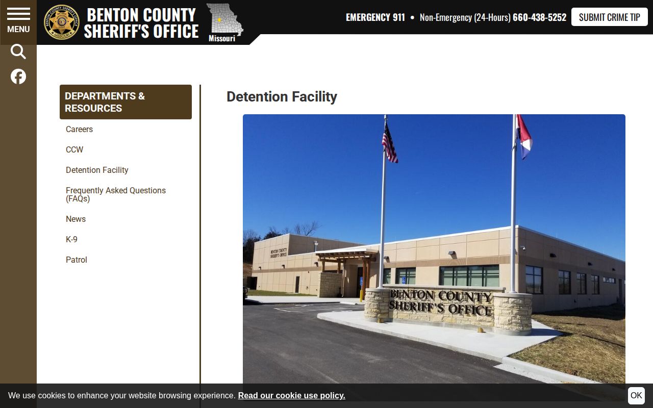 Benton County Detention Facility official booking and custody information