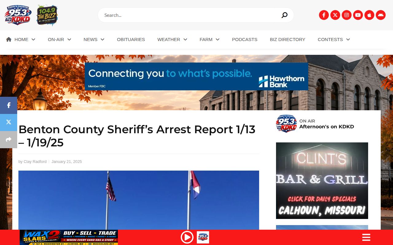 Benton County weekly arrest report from local news